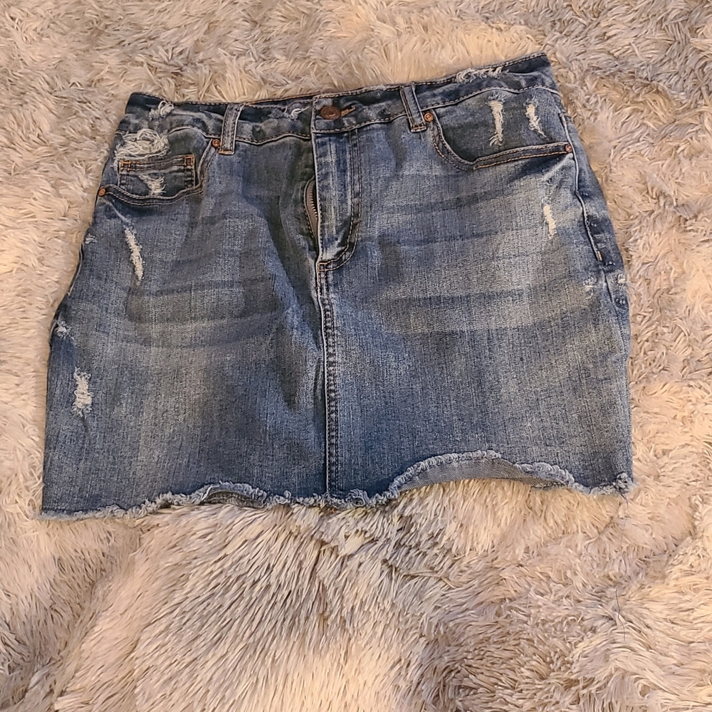Ci Sono Blue Distressed Mini Skirt